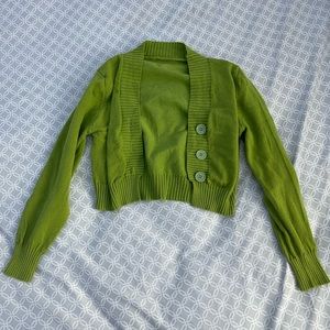Green cropped cardigan